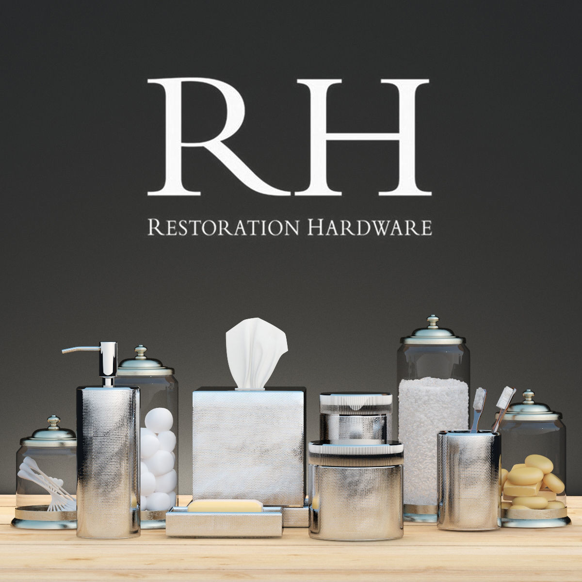 Bath Decor RESTORATION HARDWARE 3D model rigged CGTrader