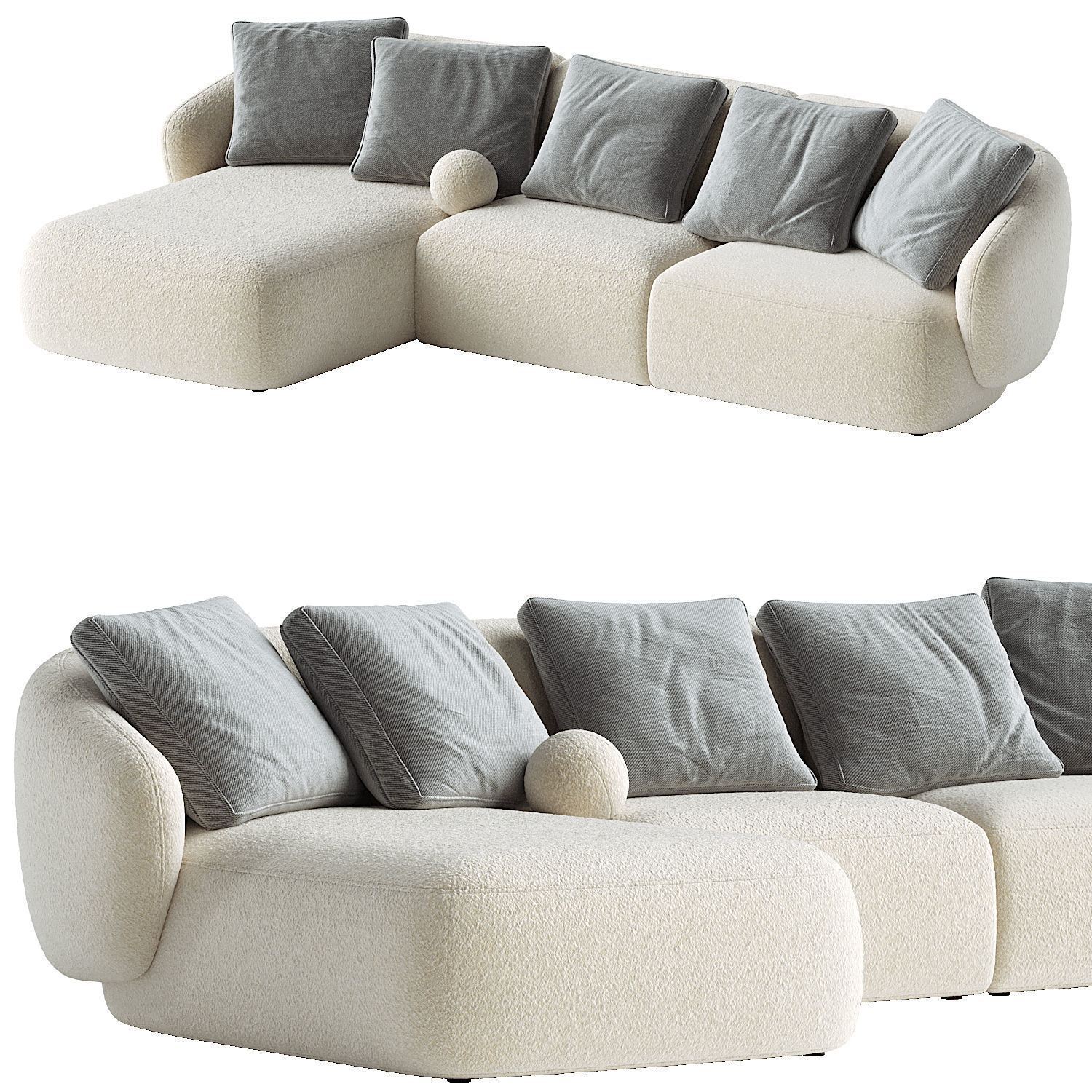 Auburn Performance Fabric Chaise Sectional Sofa 3D model CGTrader