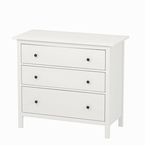 3D model Hemnes Chest of 3 drawers white stain PBR VR / AR / lowpoly
