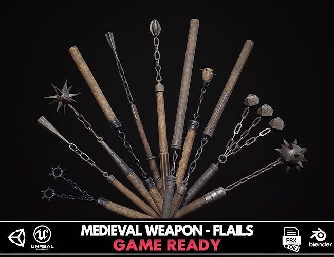 3D model Medieval Weapon Flails VR / AR / lowpoly CGTrader