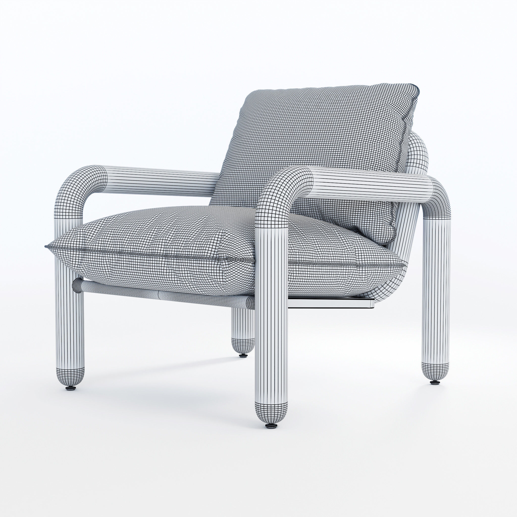 HK Living Chrome Lounge Armchair 3D model CGTrader