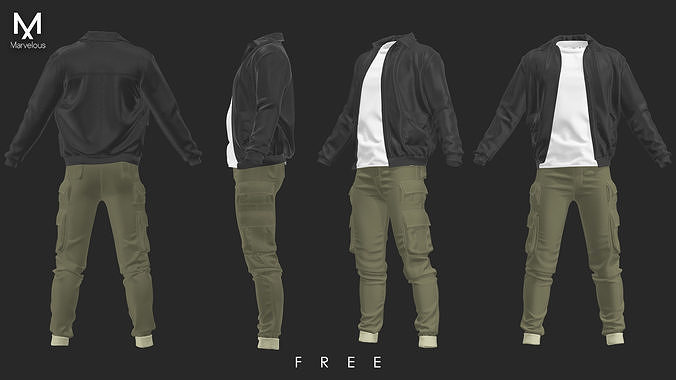 Mens Outfit 24 - Marvelous - CLO Project file free 3D model | CGTrader