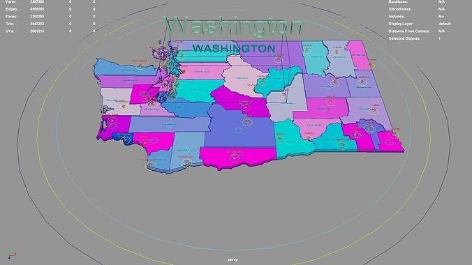 Washington United States USA Map Region 3D Model Geography 3D Model Washington United States Usa Map Region 3d Model Geography 3d Model D162062c90 