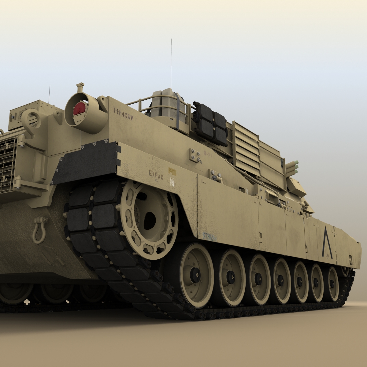 M1A1 Abrams 3D Model rigged MAX OBJ 3DS C4D LWO LW LWS MA MB