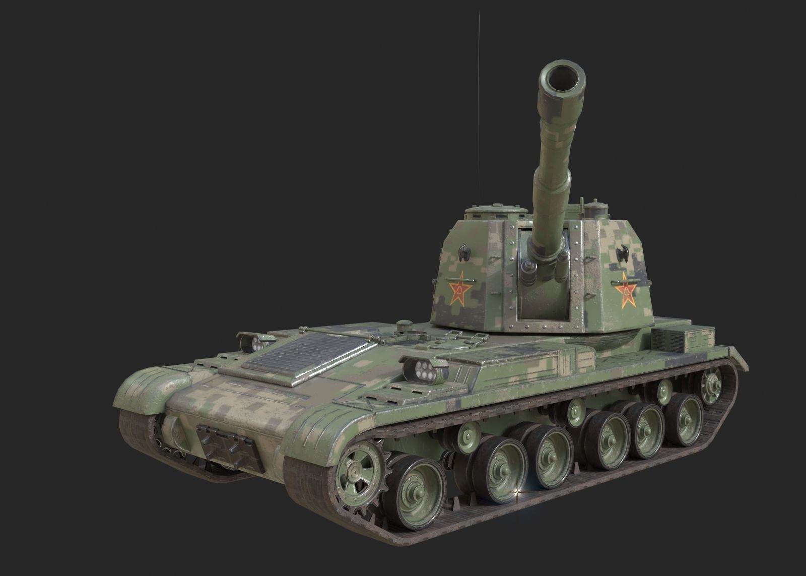 3D model 4 coatings of PLA Army PLZ83 152mm self-propelled howitzer VR ...