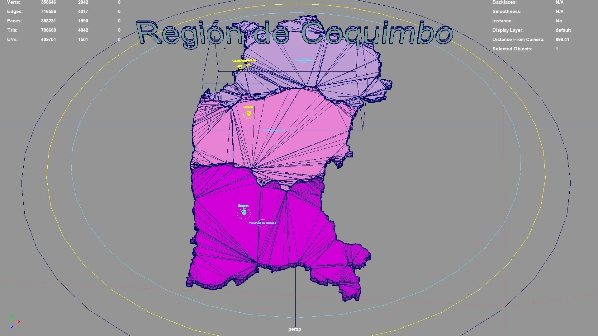 Region de Coquimbo Chile map region geography political 3D model rigged