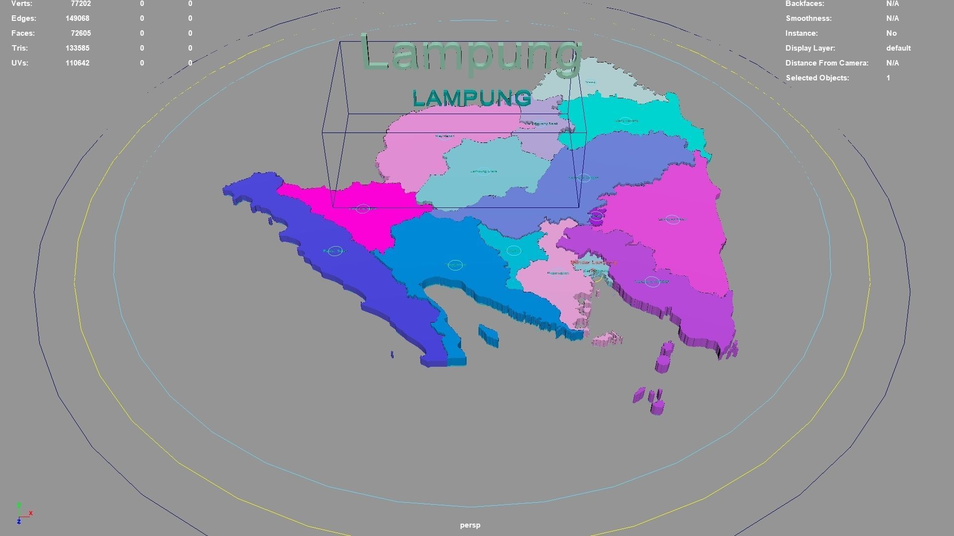 Lampung Sumatra Indonesia map region geography political 3D model ...