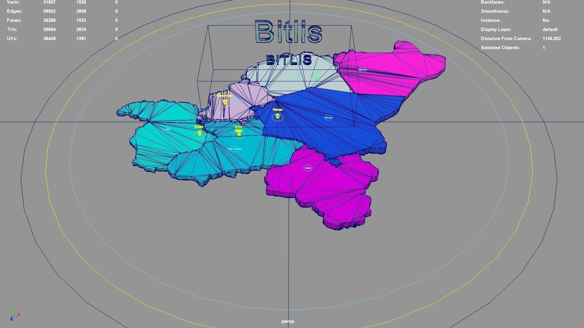 Bitlis Eastern Anatolia Region Turkey map region geography 3D model ...