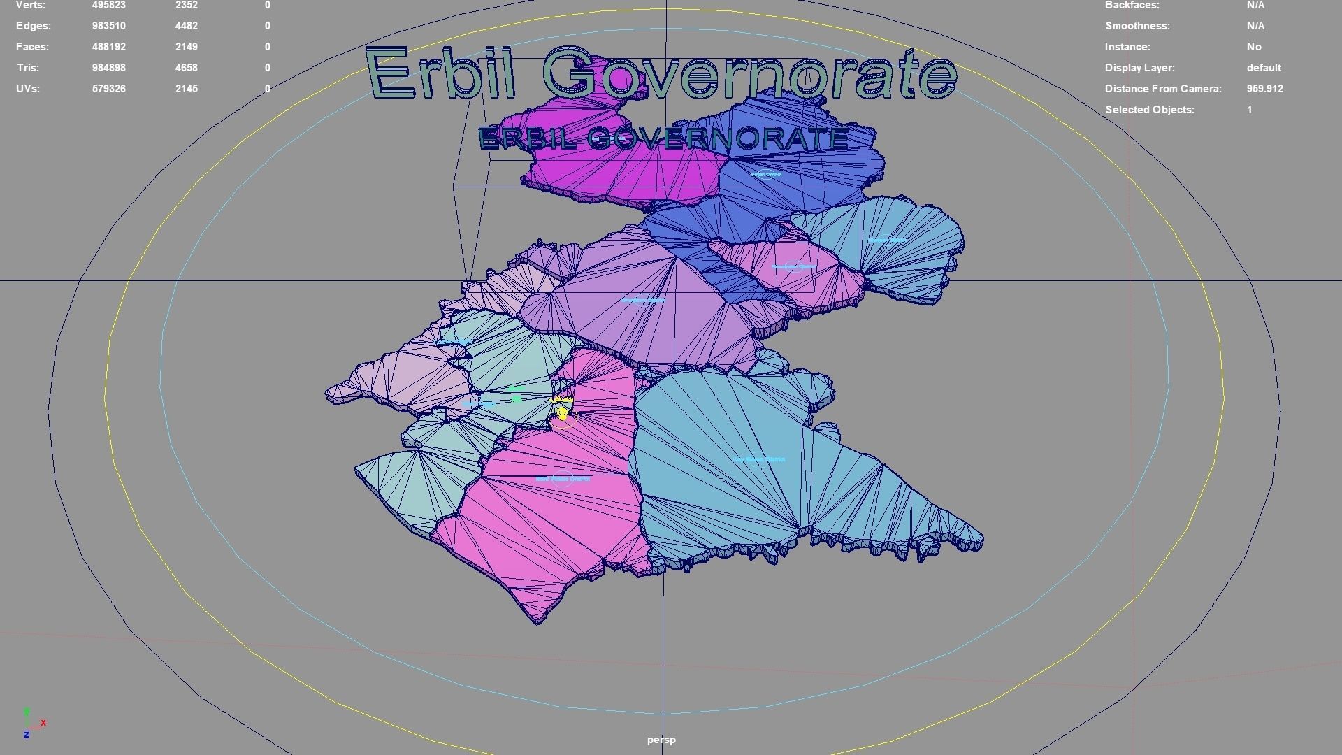 Erbil Governorate Iraqi Kurdistan Region Iraq map region 3D model