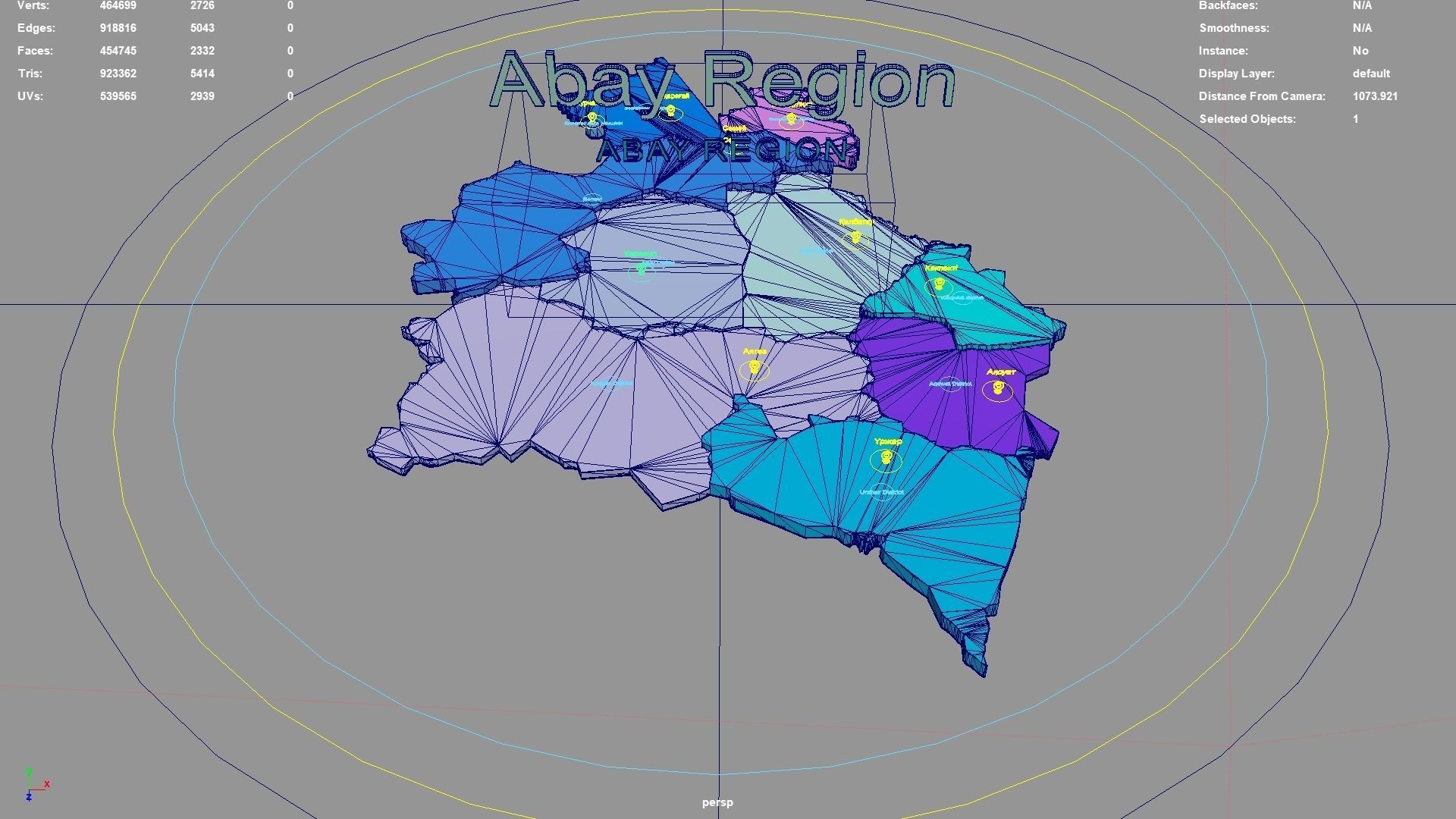 Abay Region Kazakhstan map region geography political 3D model rigged ...
