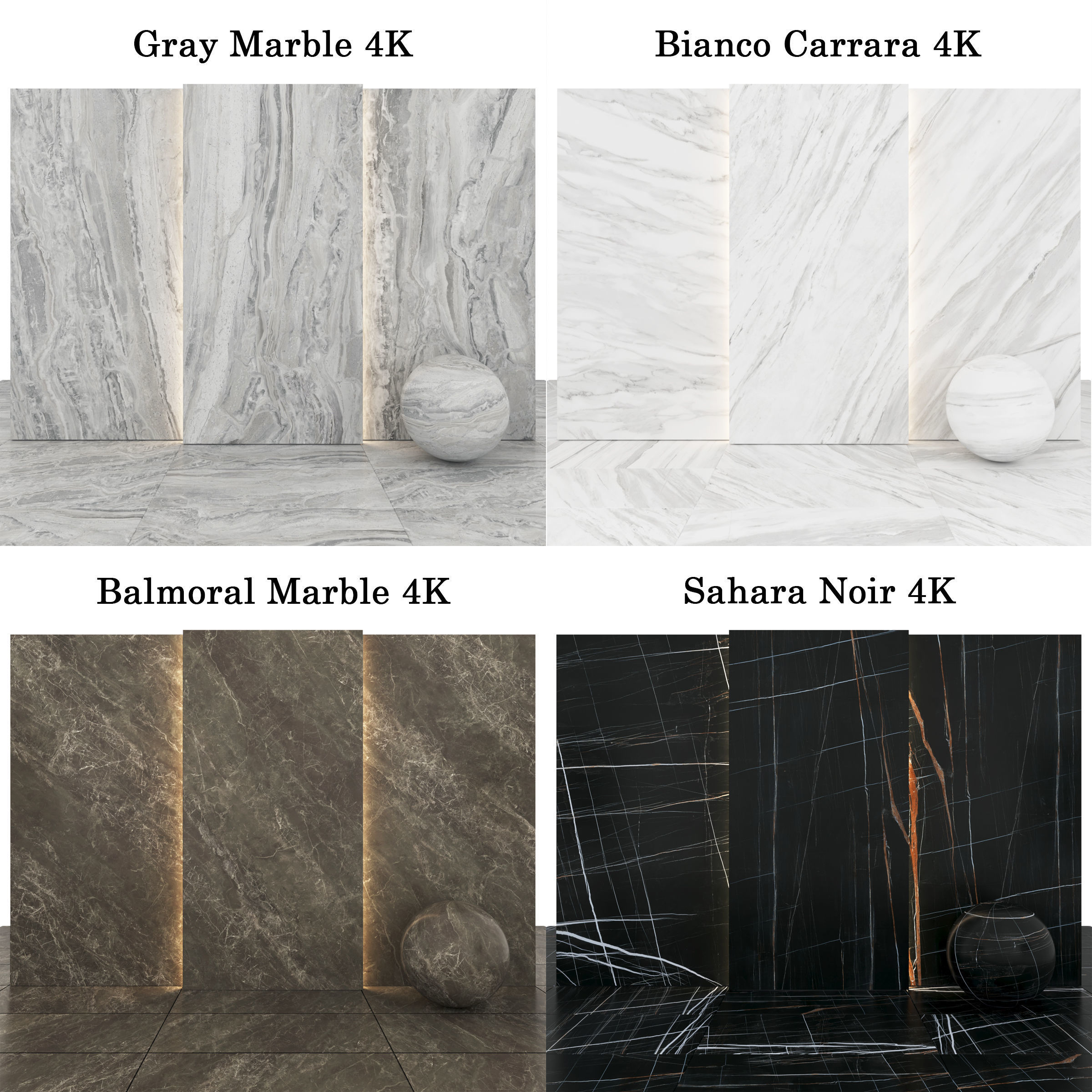 Marble 39 - Carrara-Sahara Noir-Balmoral-Gray Marble Texture | CGTrader