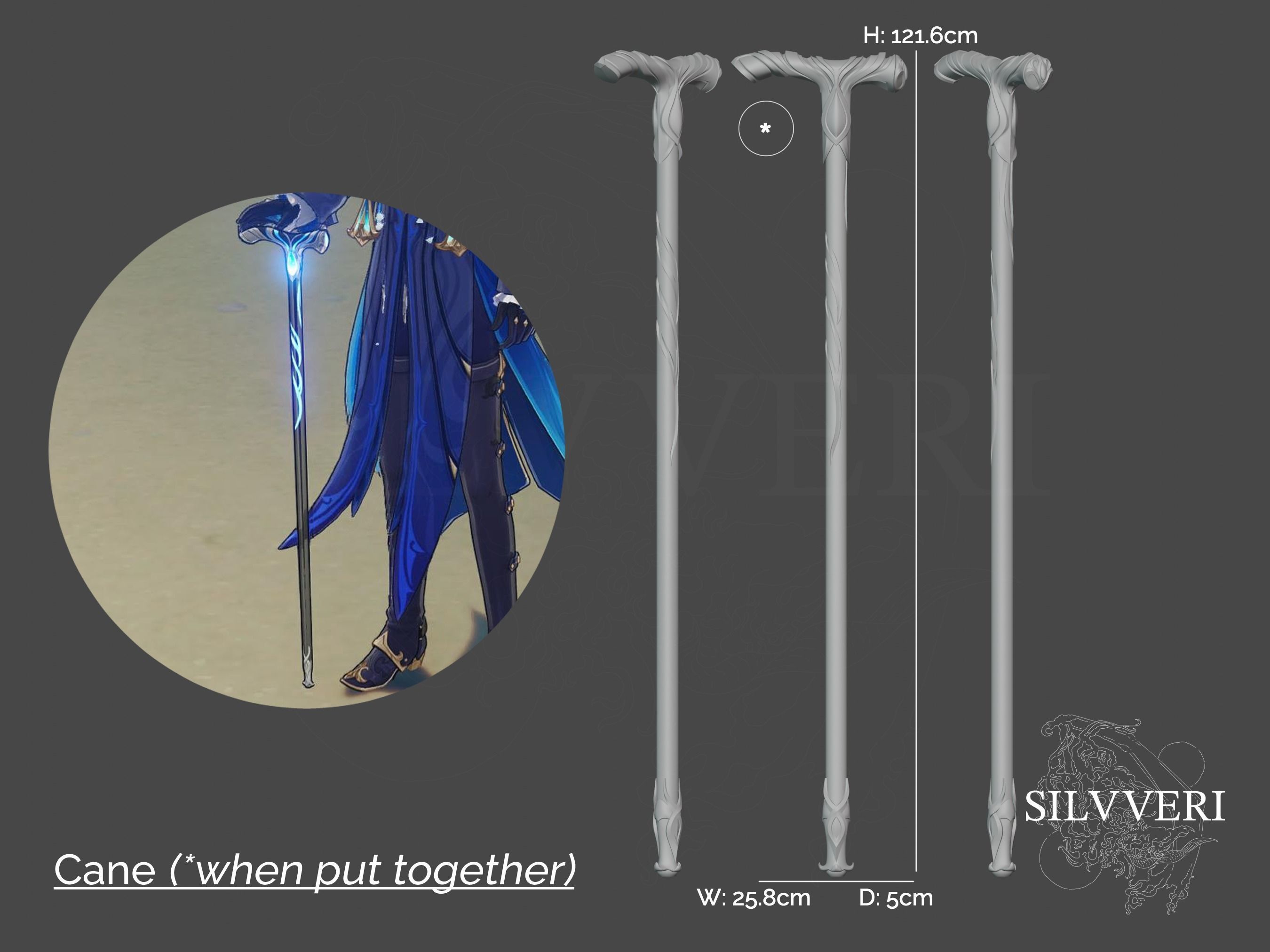 Neuvillette Cane Prop Genshin Impact 3D Print Cosplay 3D model 3D