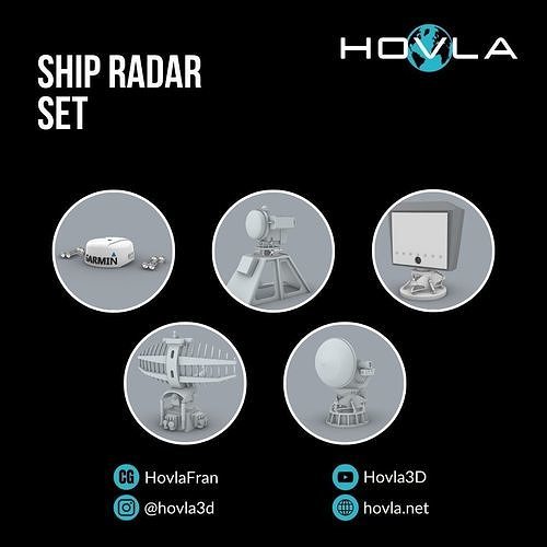 3D model Ship Radar Set 5 Models VR / AR / lowpoly CGTrader