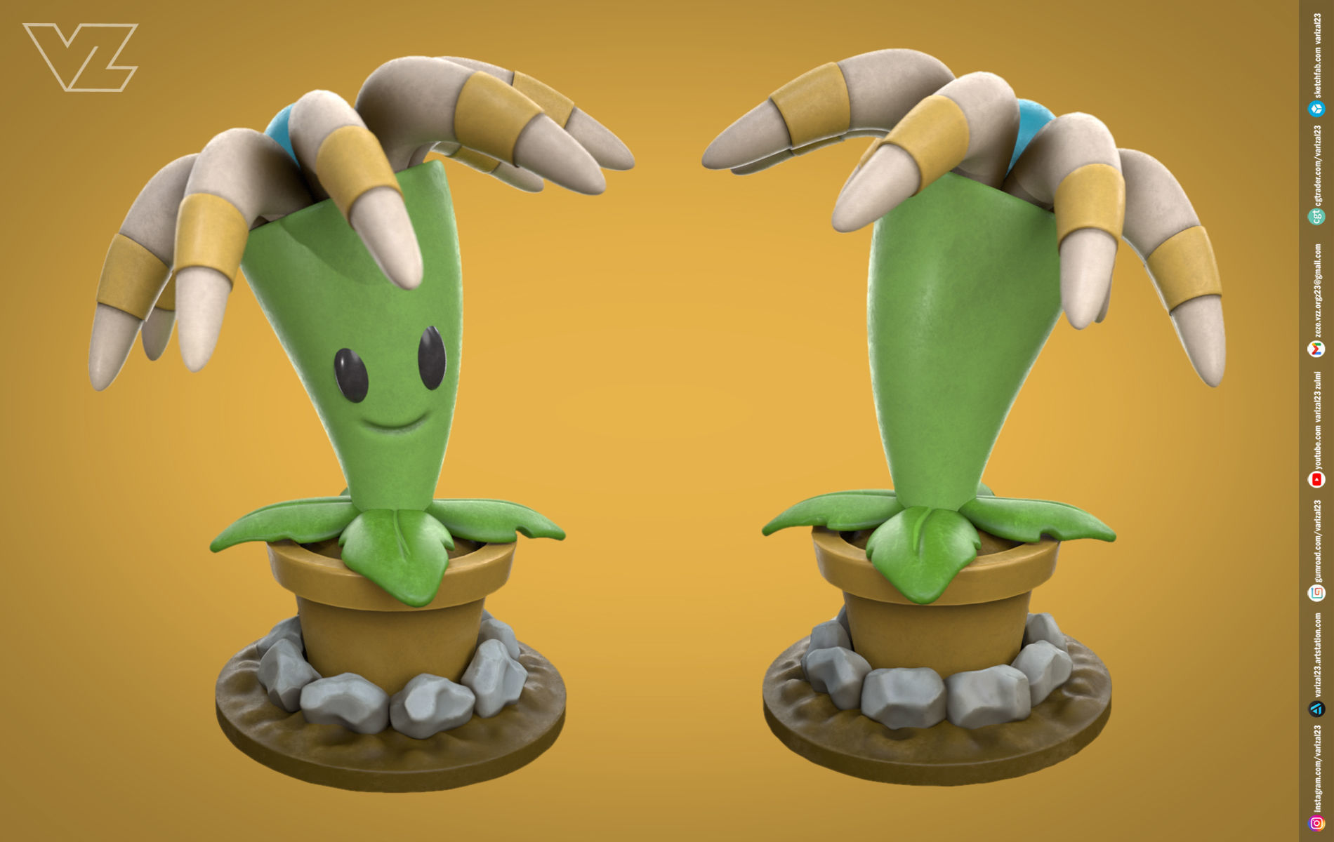 3D model Plants vs Zombies - Bloomerang - 7 File Types - PBR Material ...