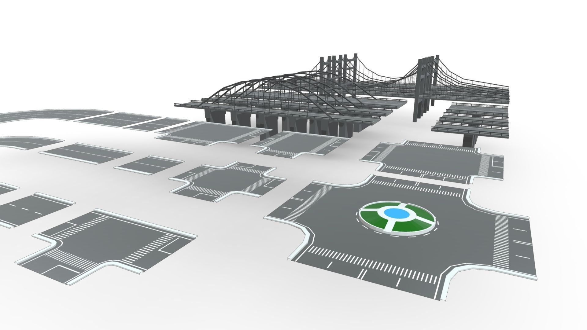 Bridge - Road Modules Low-poly 3D model | CGTrader
