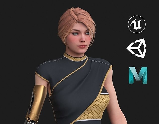 3D model Cyber Girl R35 Pack VR / AR / low-poly rigged | CGTrader