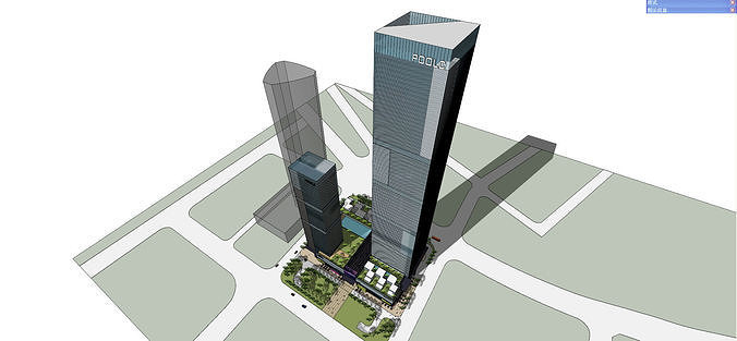 SU Model of Modern Super High rise Office Building Complex 3D model ...