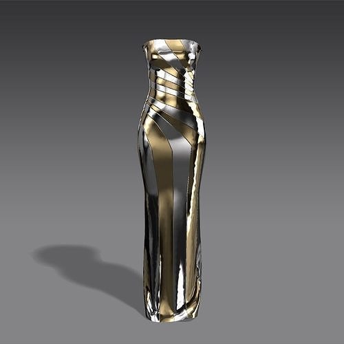 3D model Dress passion flower dress metalic and gold VR / AR / lowpoly