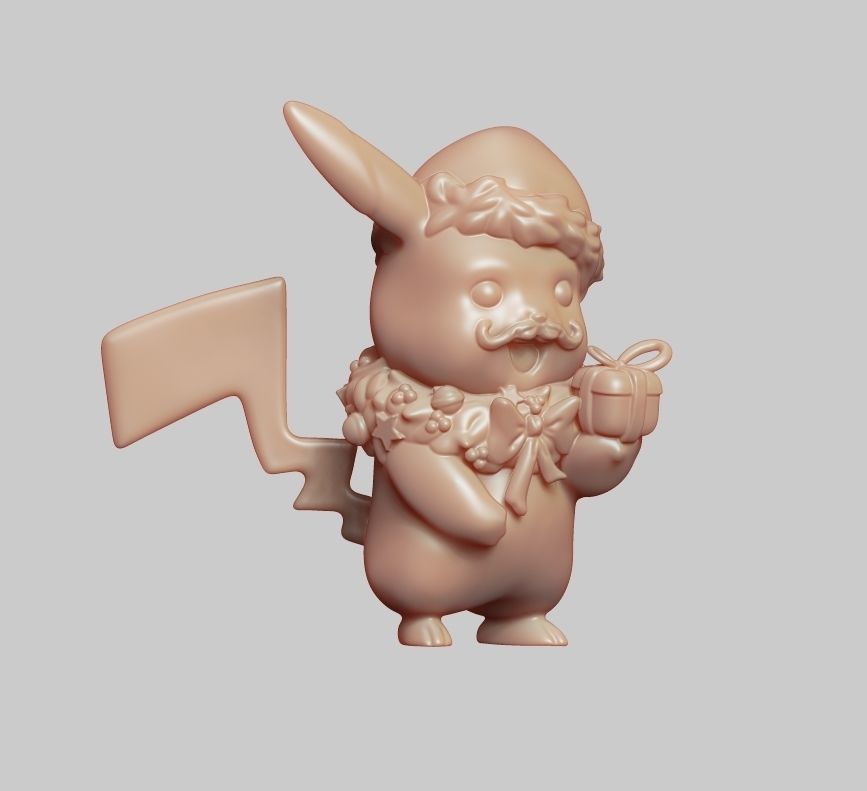 Pikachu 01 Christmas 3d print Stl Pokemon 3D print model free 3D model ...
