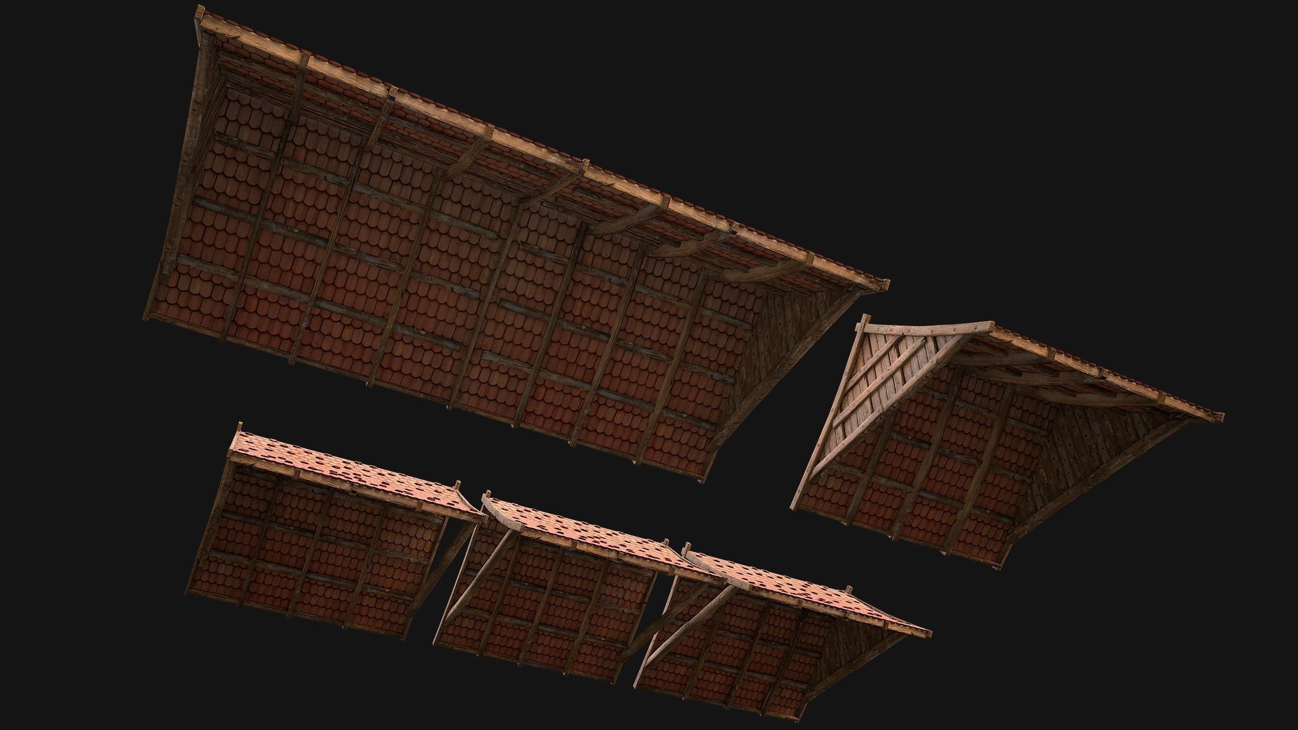 Medieval External Rood 3D model Roof Set Medieval City Pack VR / AR / low-poly | CGTrader