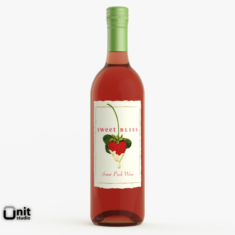 Pink Wine Bottle 3D Model MAX OBJ 3DS FBX DWG