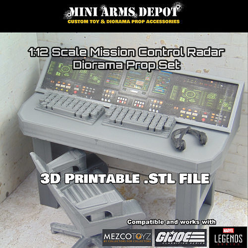 112 Mission Control Panel and Chair Diorama Prop 3D Print Set 3D model ...