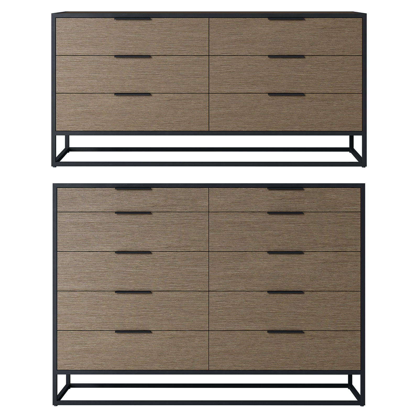 Crate and Barrel Oxford Weathered Brown dresser 3D model CGTrader