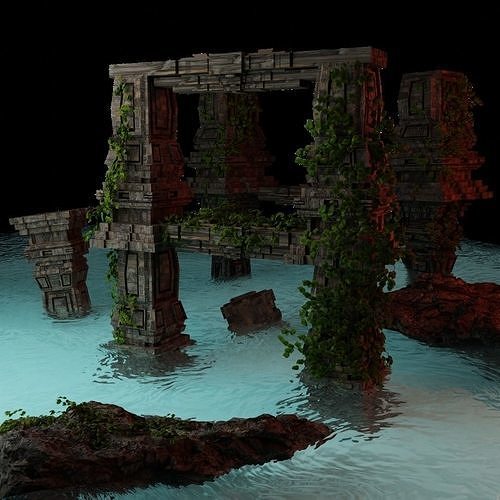 Ancient Ruin architectural Scene Realistic 3d scene free 3D model ...