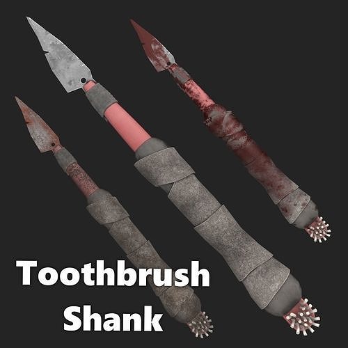 3D model Toothbrush shank 3 texture styles VR / AR / lowpoly CGTrader
