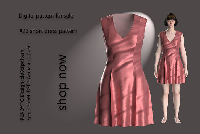 26 short dress pattern 3D model 3D printable | CGTrader