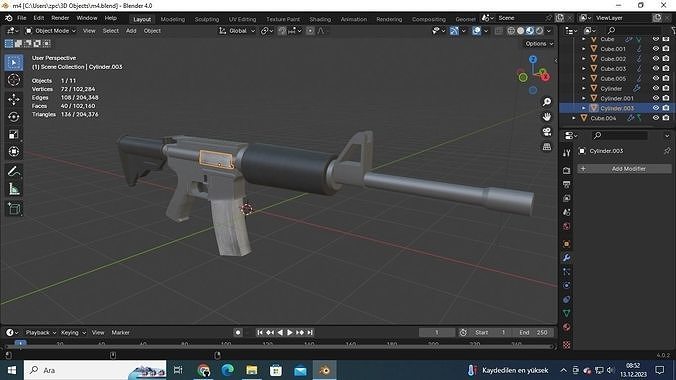 M4 Assault Rifle free 3D model | CGTrader