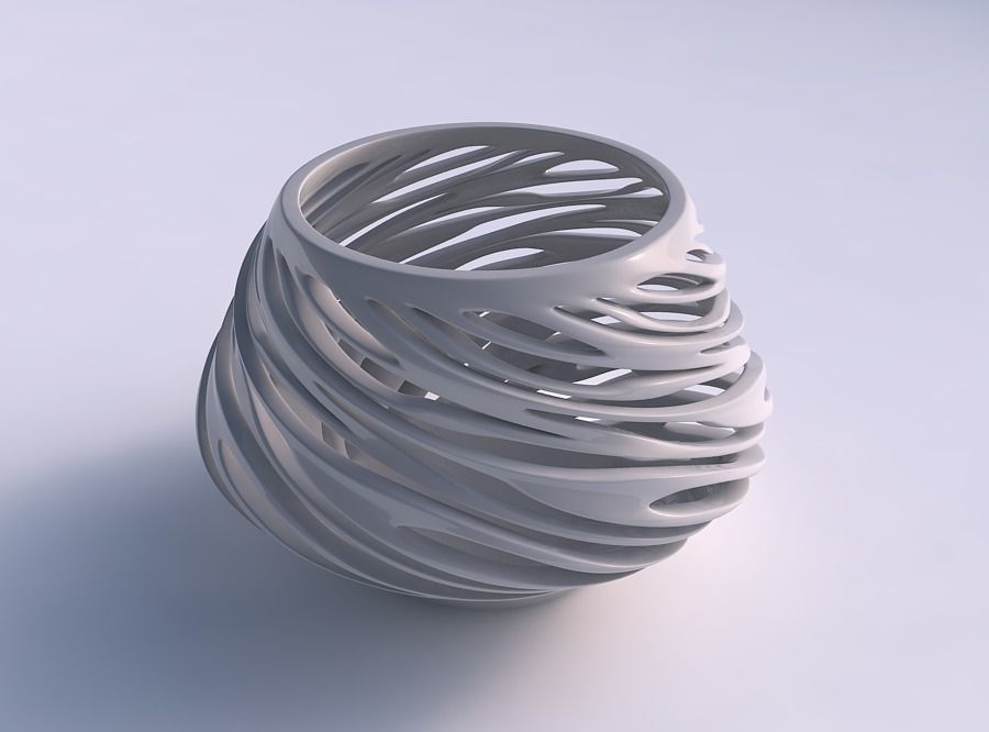 Bowl with twisted smooth cuts very twisted and tapered 2 3D print model