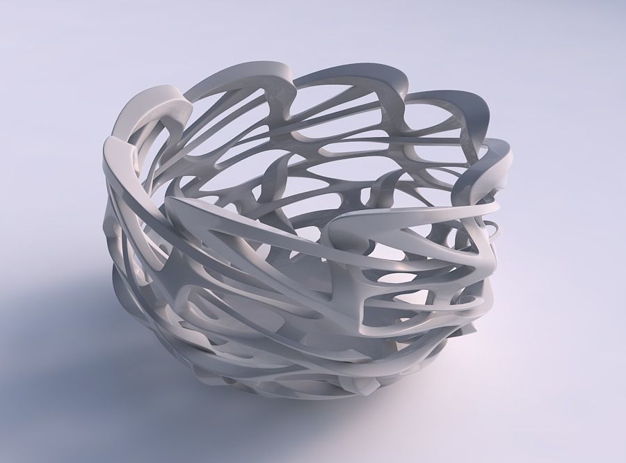 Bowl widening with interlacing sharp edged lattice twisted an... 3D print model