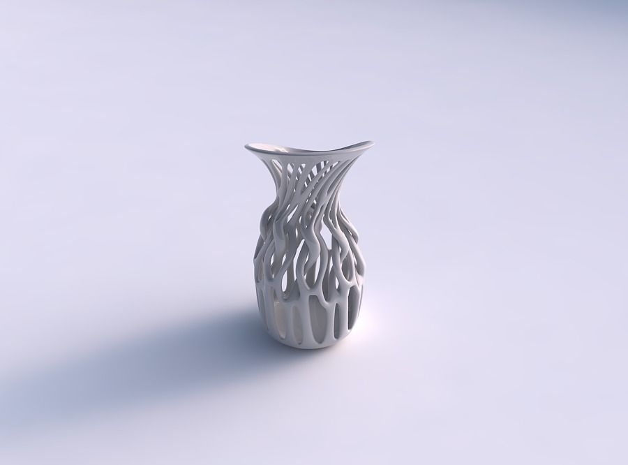 Vase wide with twisted branches eccentric 3D print model