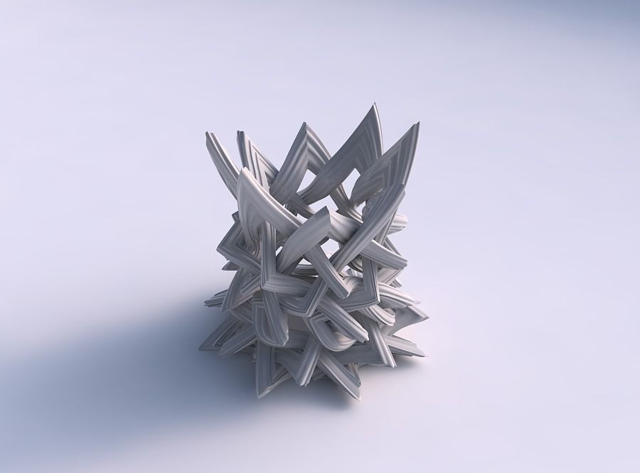 Vase widening with interlacing lattice and extruded lines