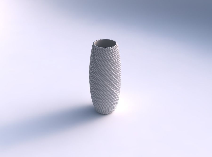 Vase tall twisted with bent extruded pattern 3D print model