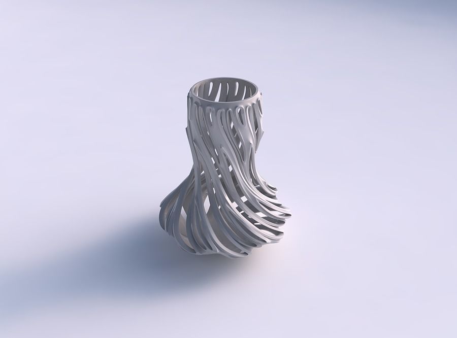 Vase squeezed mid with smooth extuded cuts wide middle