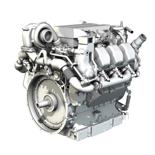 Diesel Turbo Engine with Interior Parts 3D Model OBJ 3DS C4D LWO LW LWS