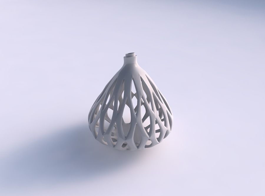Vase spherical with smooth beveled cuts and extruded top long... 3D print model