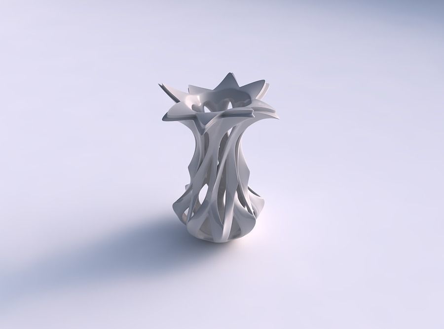 Vase rose spikes with smooth cuts and extruded top streched a... 3D print model