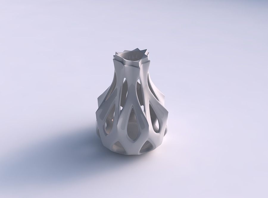 Vase rose spikes bulged with smooth cuts streched top 3D print model
