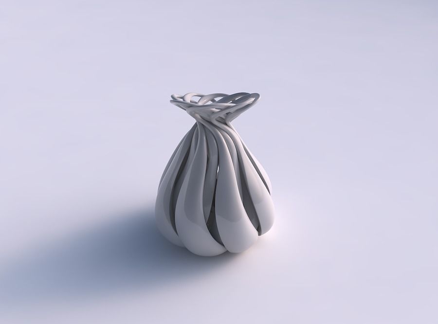 Vase onion shape with twisted lines eccentric 3D print model