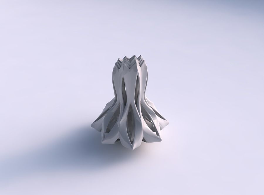 Vase lotus with two layerd smooth cuts long top