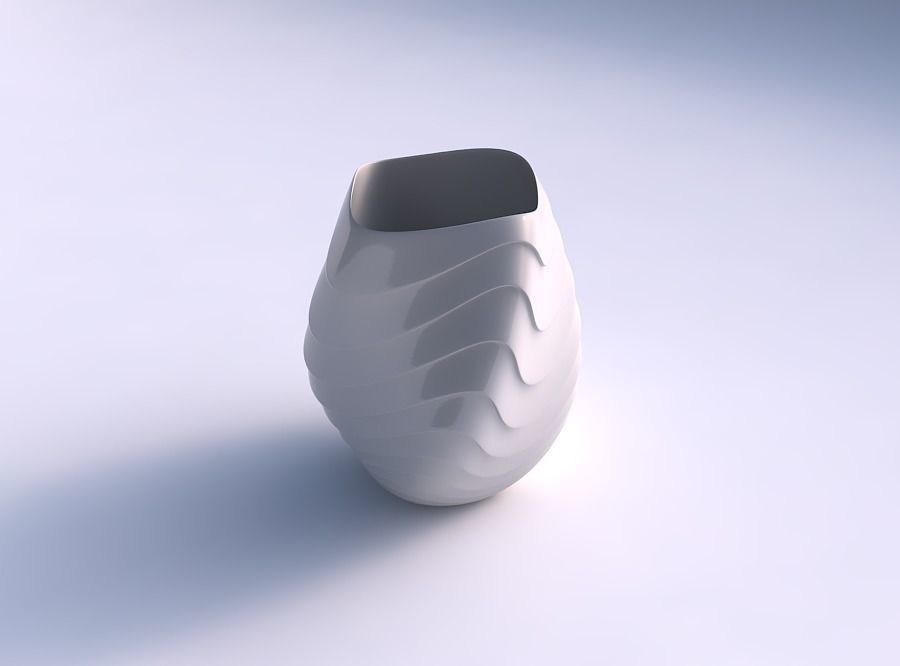 Vase low bulky helix with horizontal wavy inverted layers 3D print model