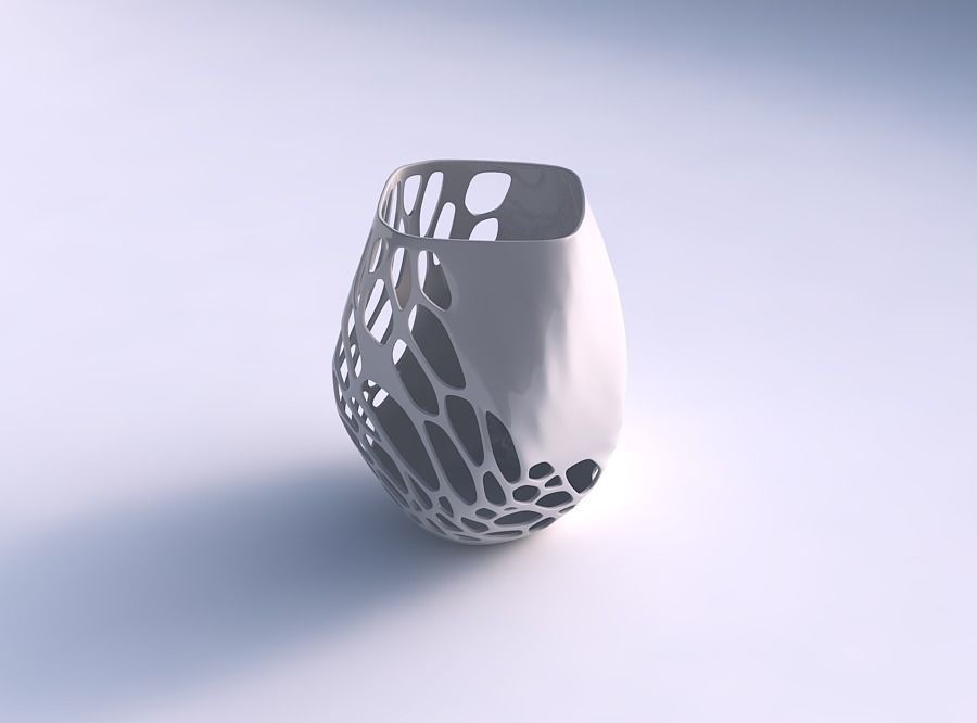 Vase low bulky helix with organic lattice half solid 3D print model