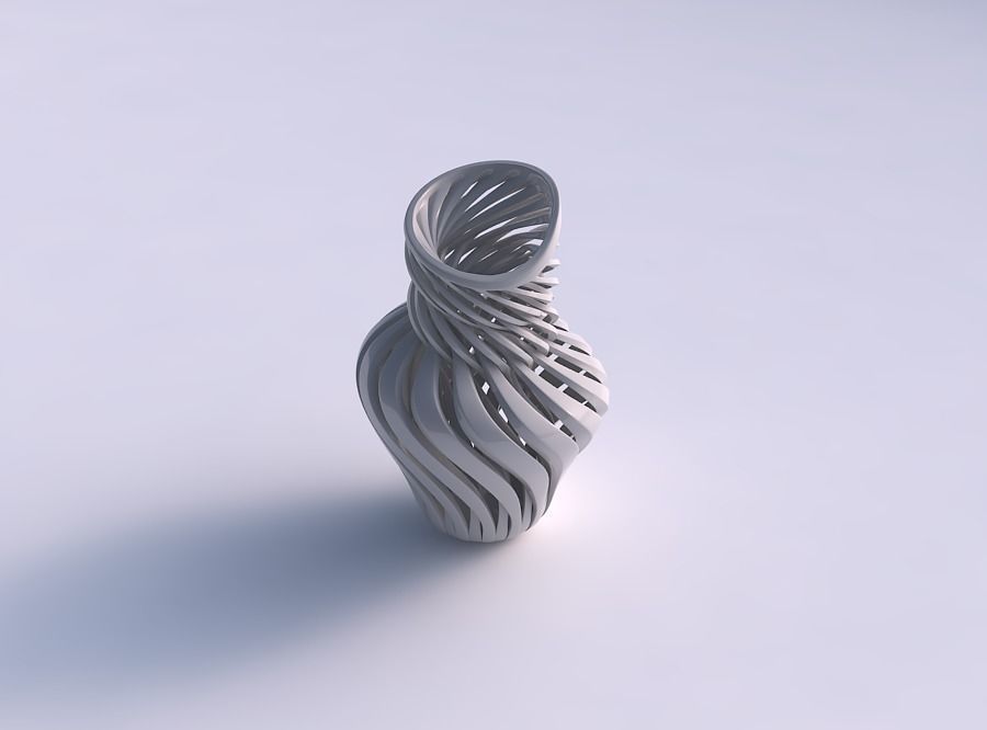 Vase curved twisted with sharp muscle structure and intertwin... 3D print model