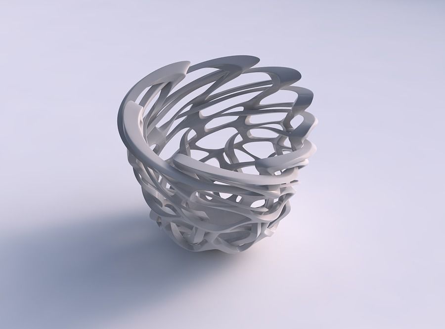 Bowl cylindrical with interlacing sharp edged lattice pimp up...
