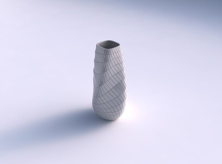 Bottom wide vase helix with distorted and twisted grid plates 3D print model