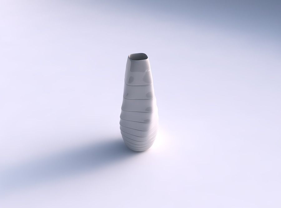Narrow top vase helix with smooth horizontal dents 2 3D print model
