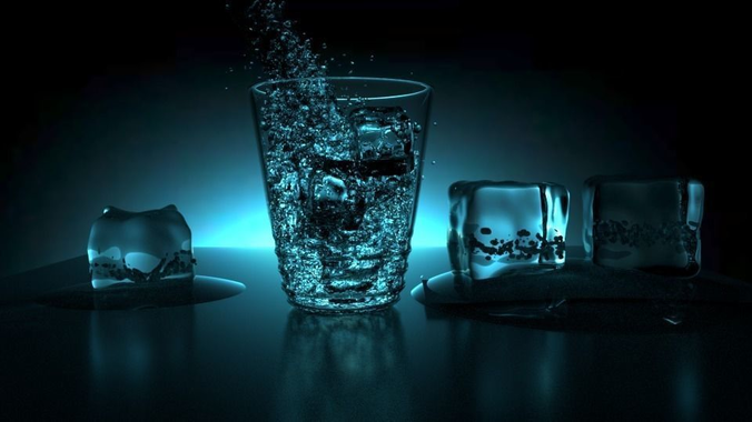 Glass of water with ice cubes in it free 3D model | CGTrader